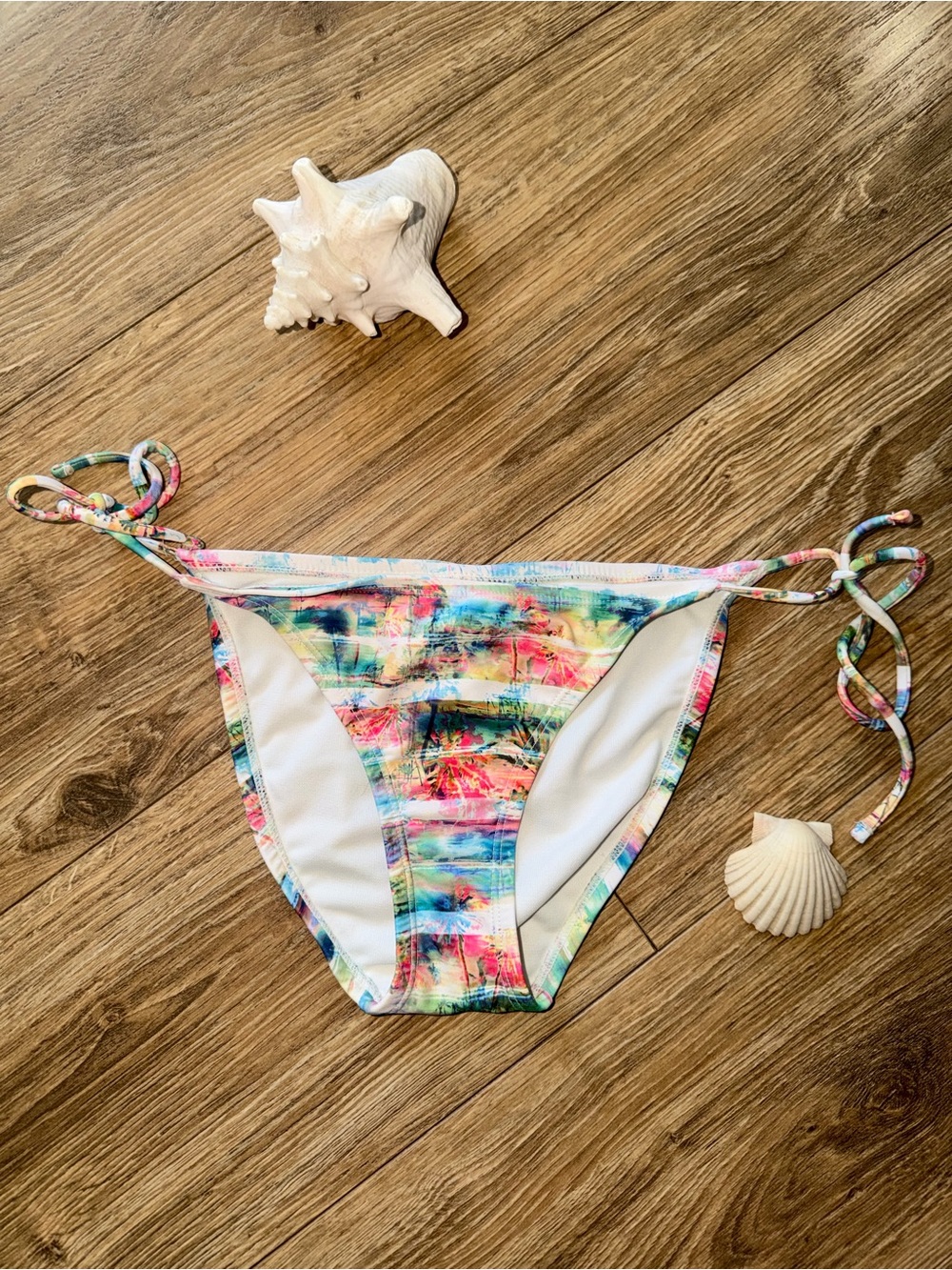 Xhilaration White Bikini Bottoms with Pastel Tie Sides